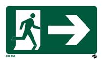 Running man exit sign with right hand arrow (24m)